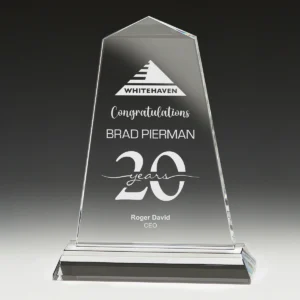 Tribute award with crystal construction
