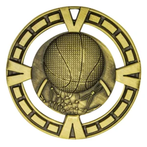 Gold varsity basketball with metal construction