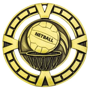 Gold varsity netball with metal construction