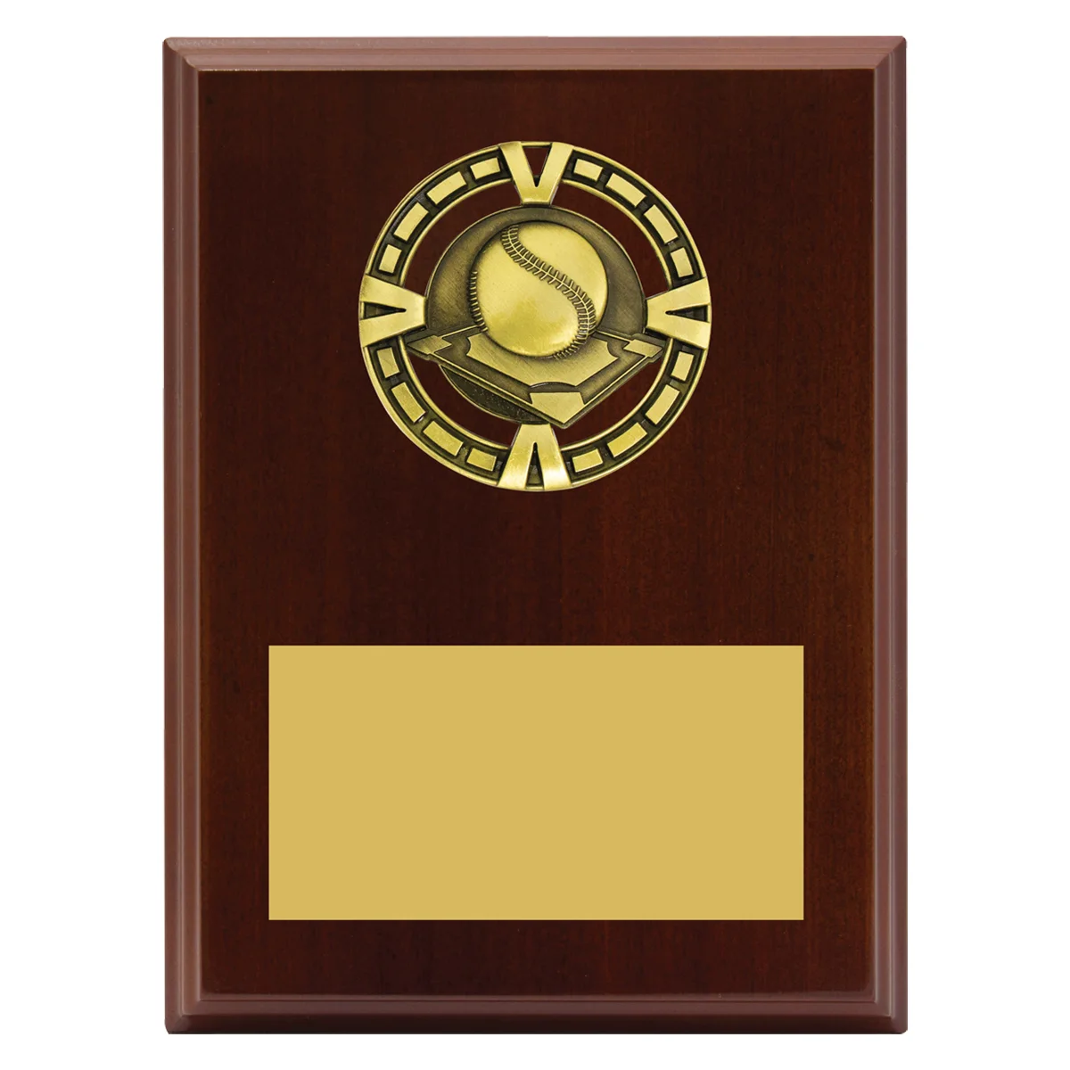 Walnut varsity plaque - baseball / softball with timber / metal construction