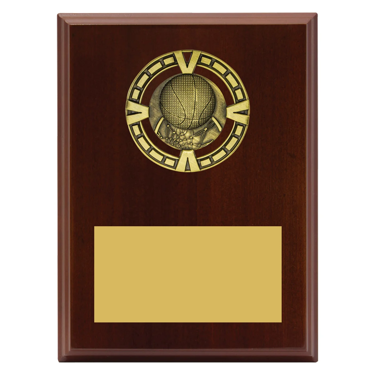 Walnut varsity plaque - basketball with timber / metal construction