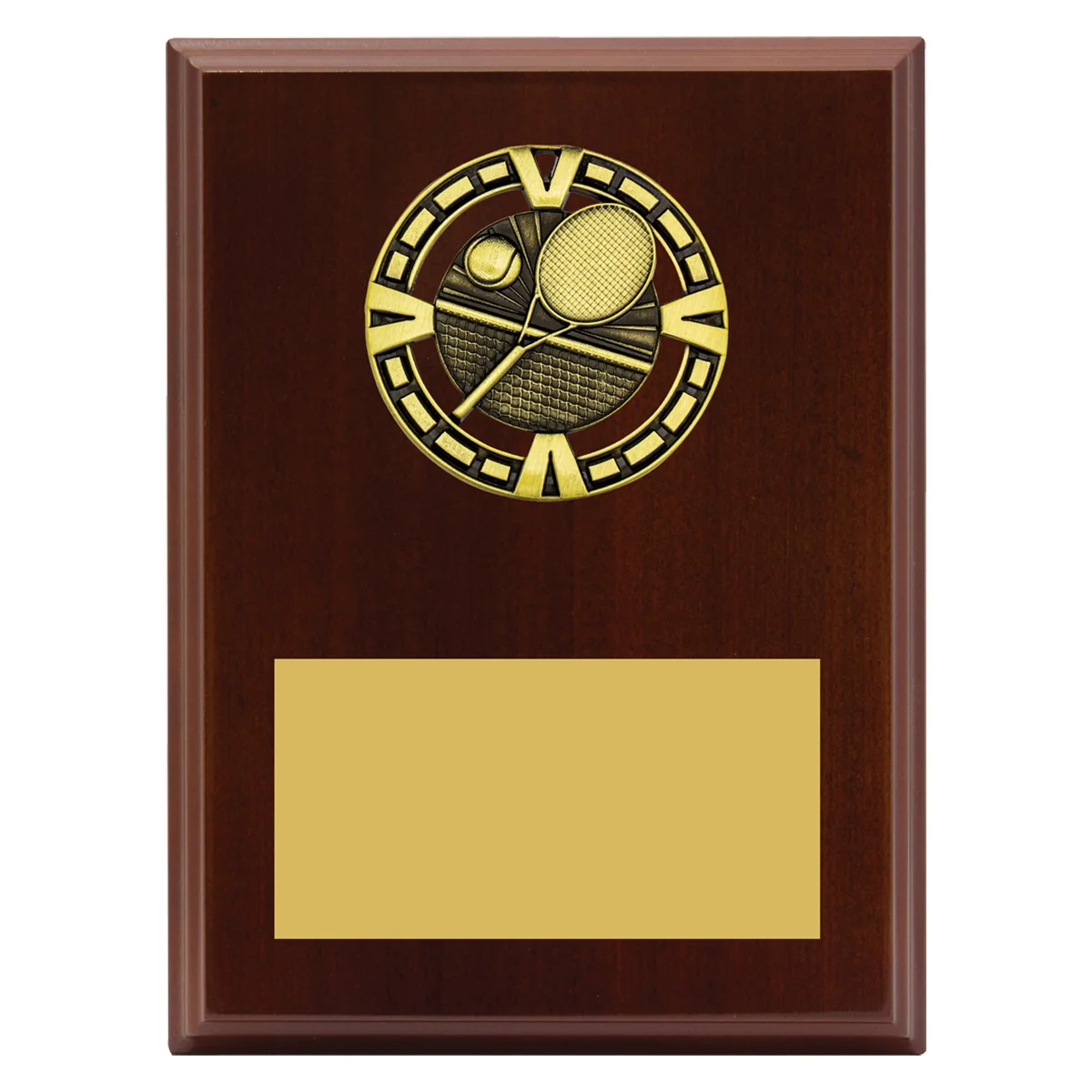 Walnut varsity plaque - tennis with timber / metal construction