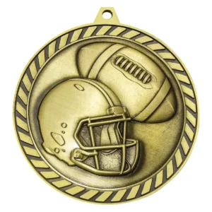 Gold venture medal american football with metal construction