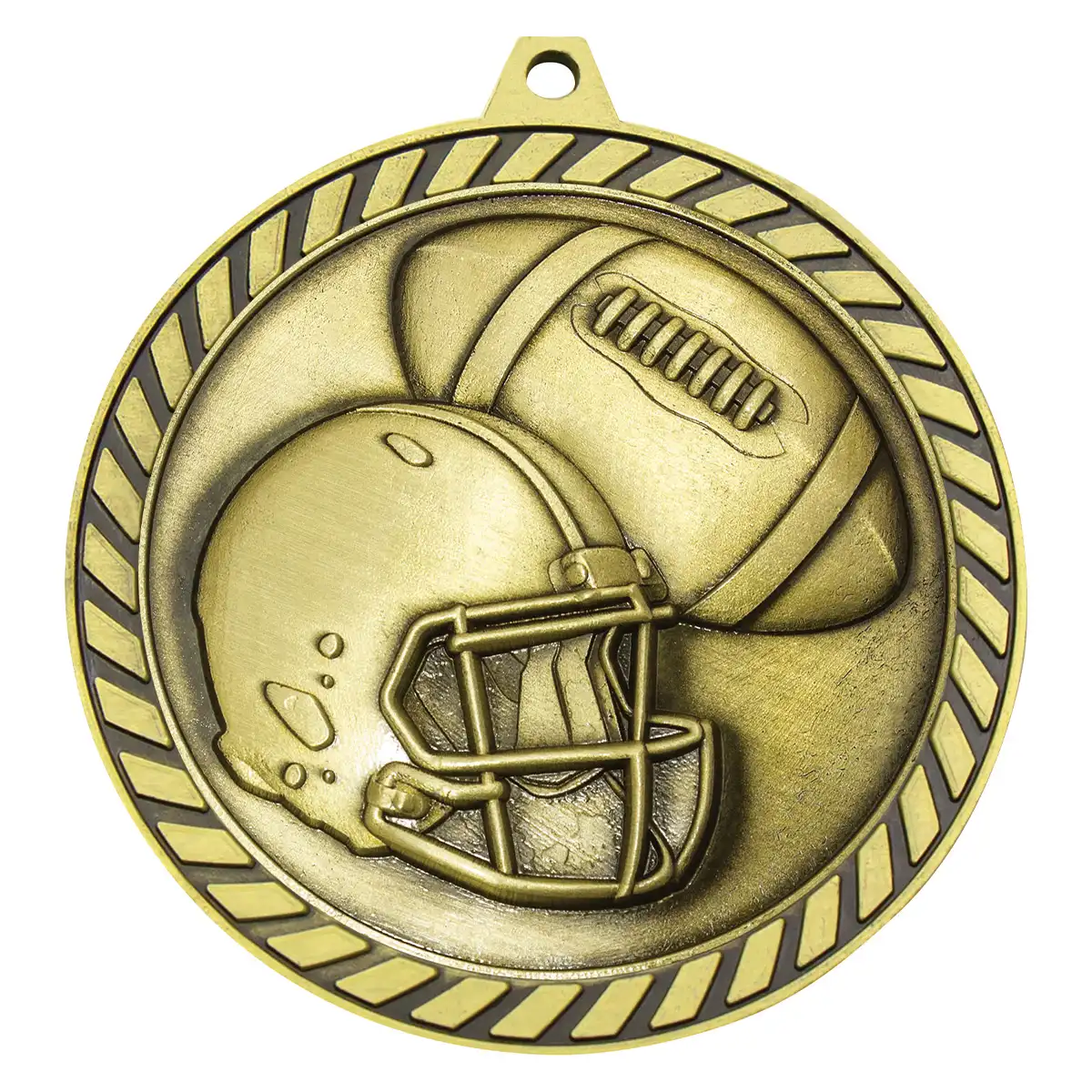 Gold venture medal american football with metal construction