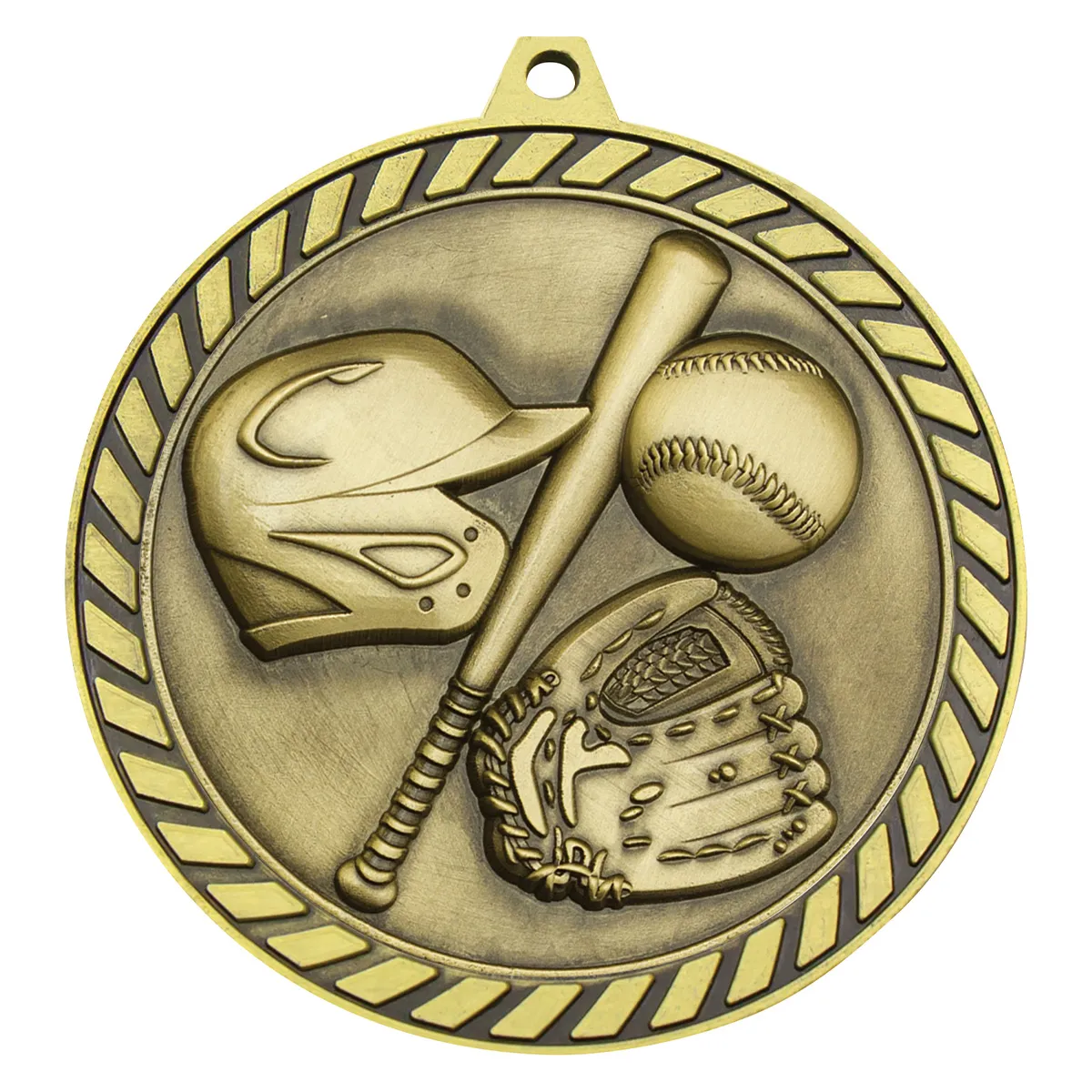 Gold venture medal baseball with metal construction