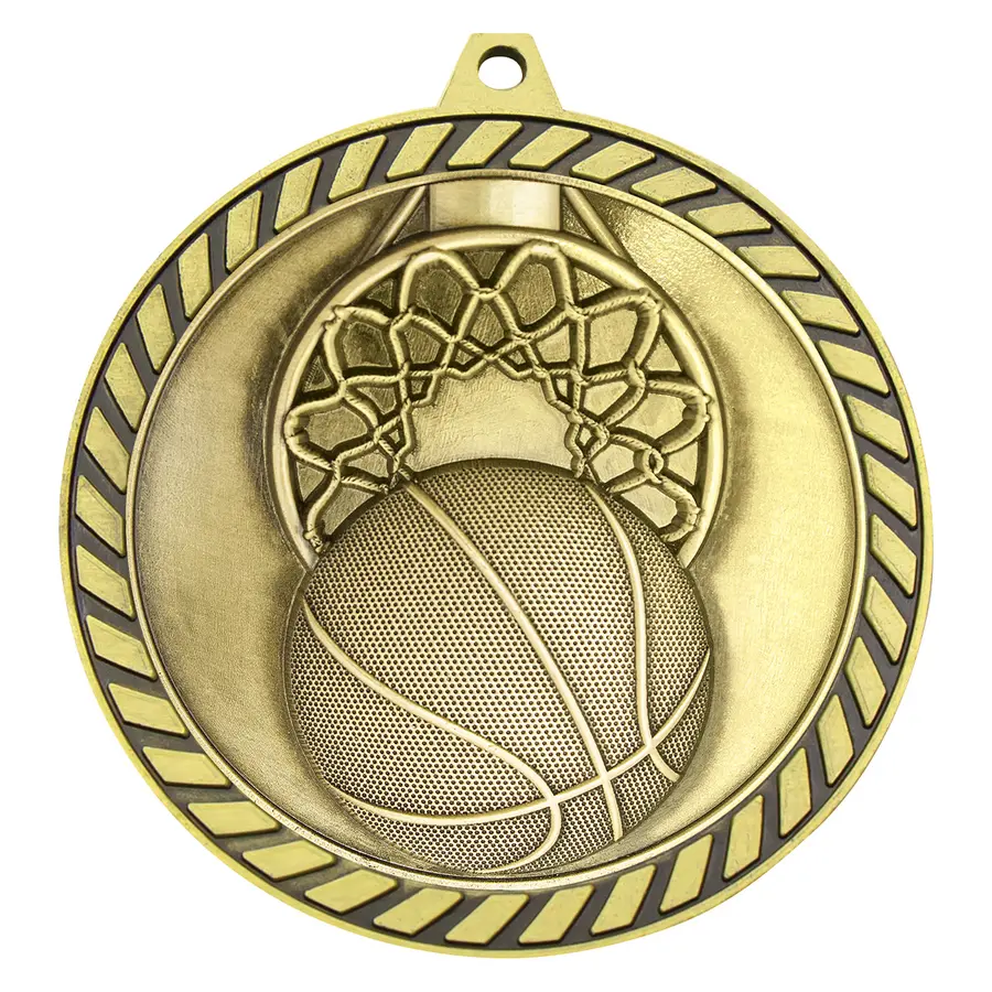 Gold venture medal basketball with metal construction