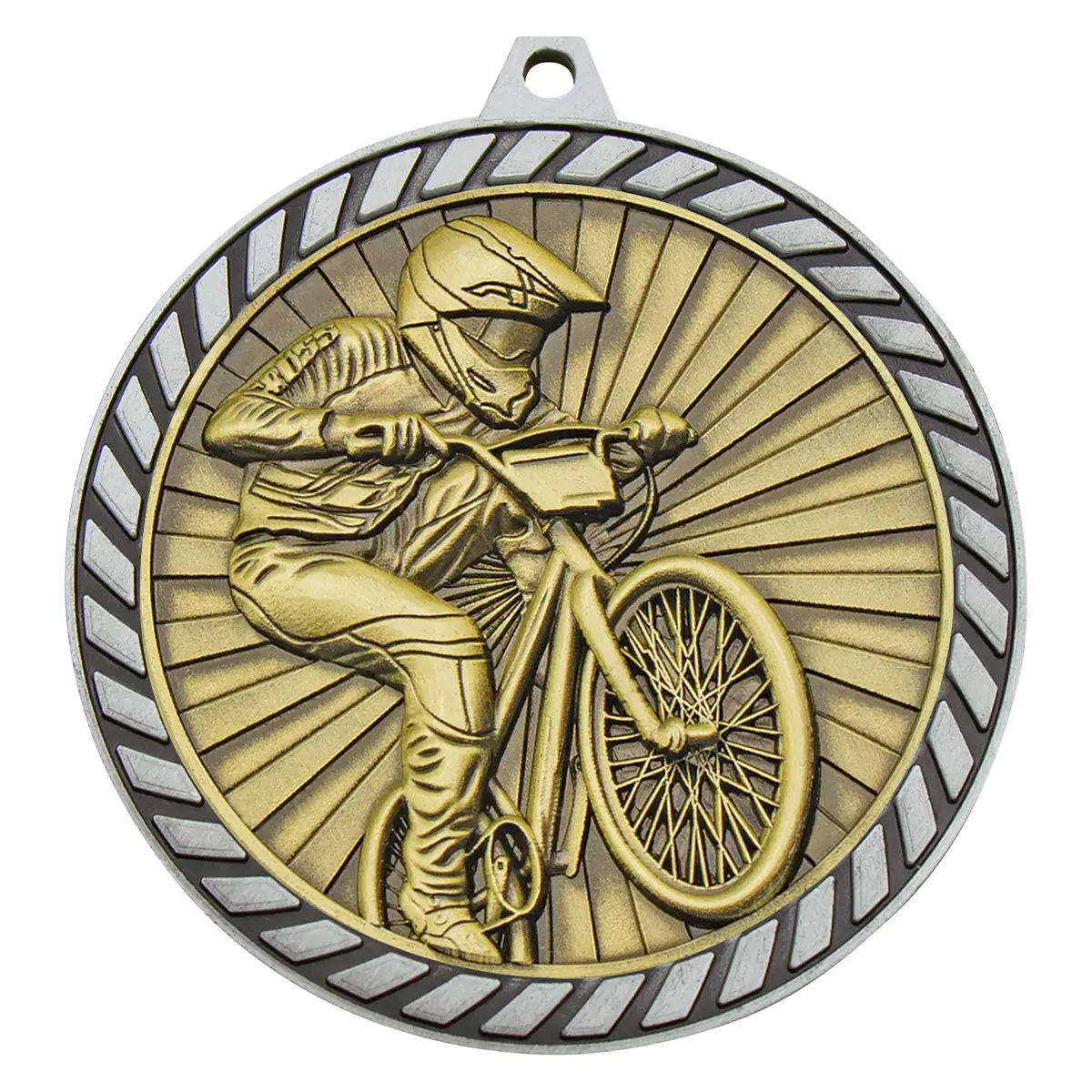 Silver venture medal bmx with metal construction