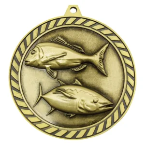 Gold venture medal fishing with metal construction