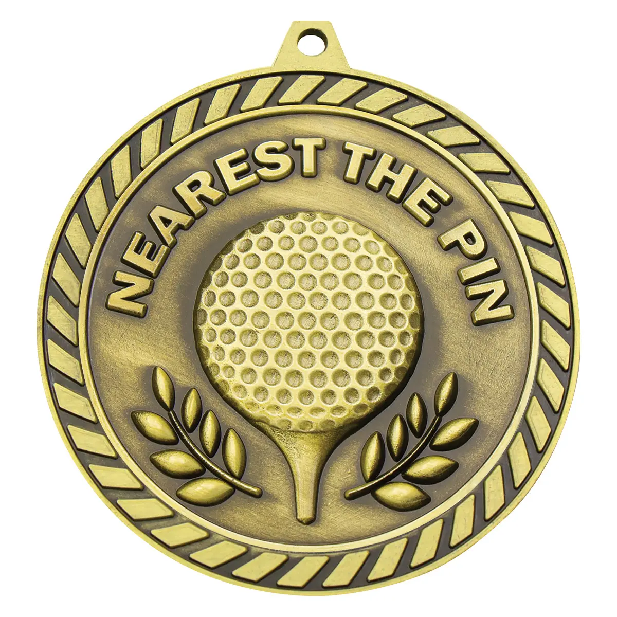 Gold venture medal nearest the pin with metal construction