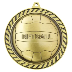 Gold venture medal netball with metal construction