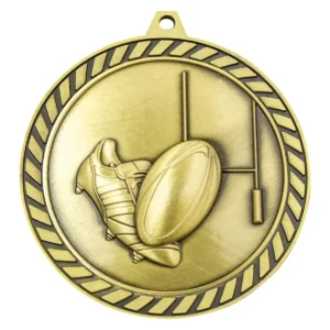 Gold venture medal rugby with metal construction