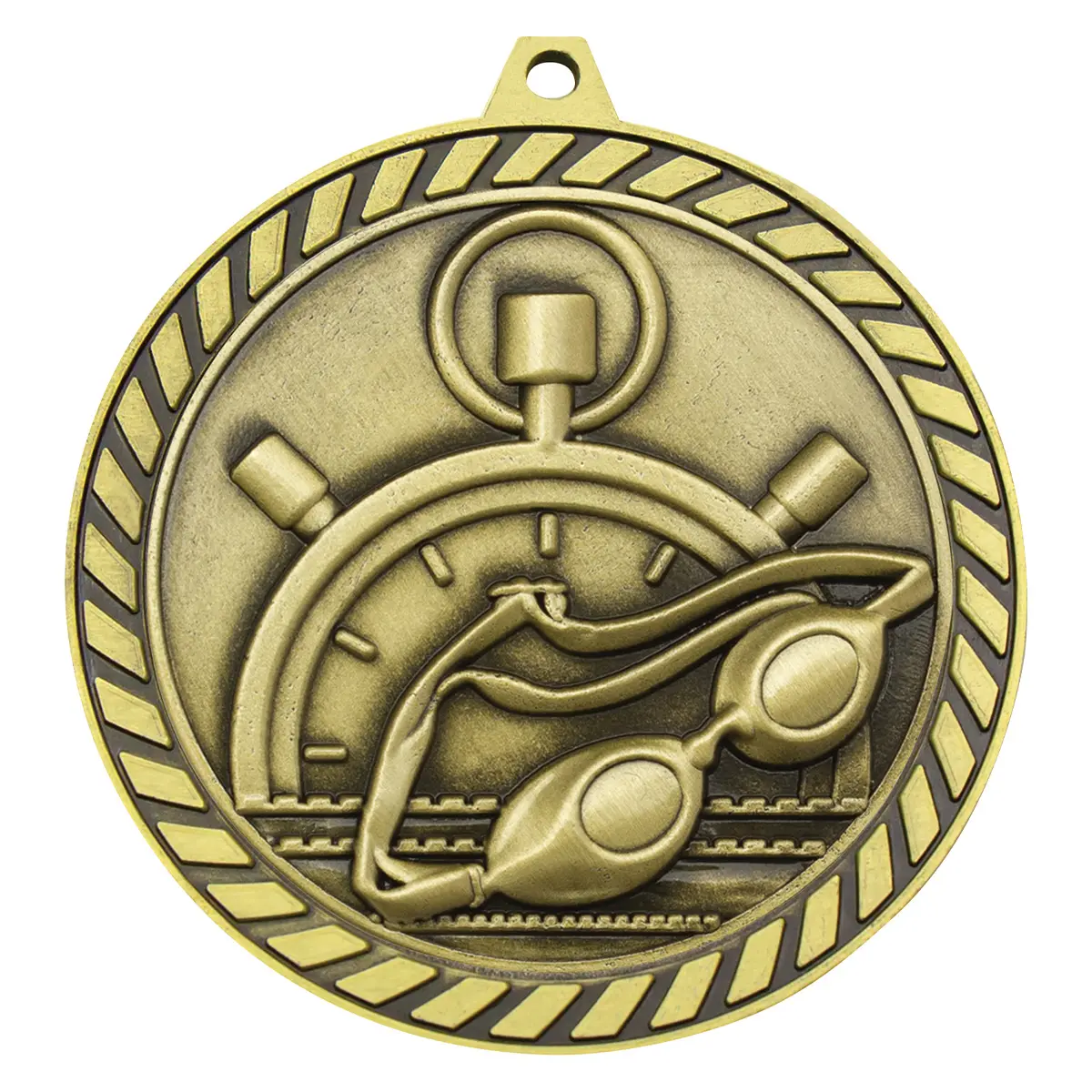 Gold venture medal swim with metal construction
