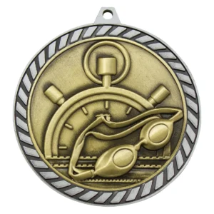 Silver venture medal swim with metal construction