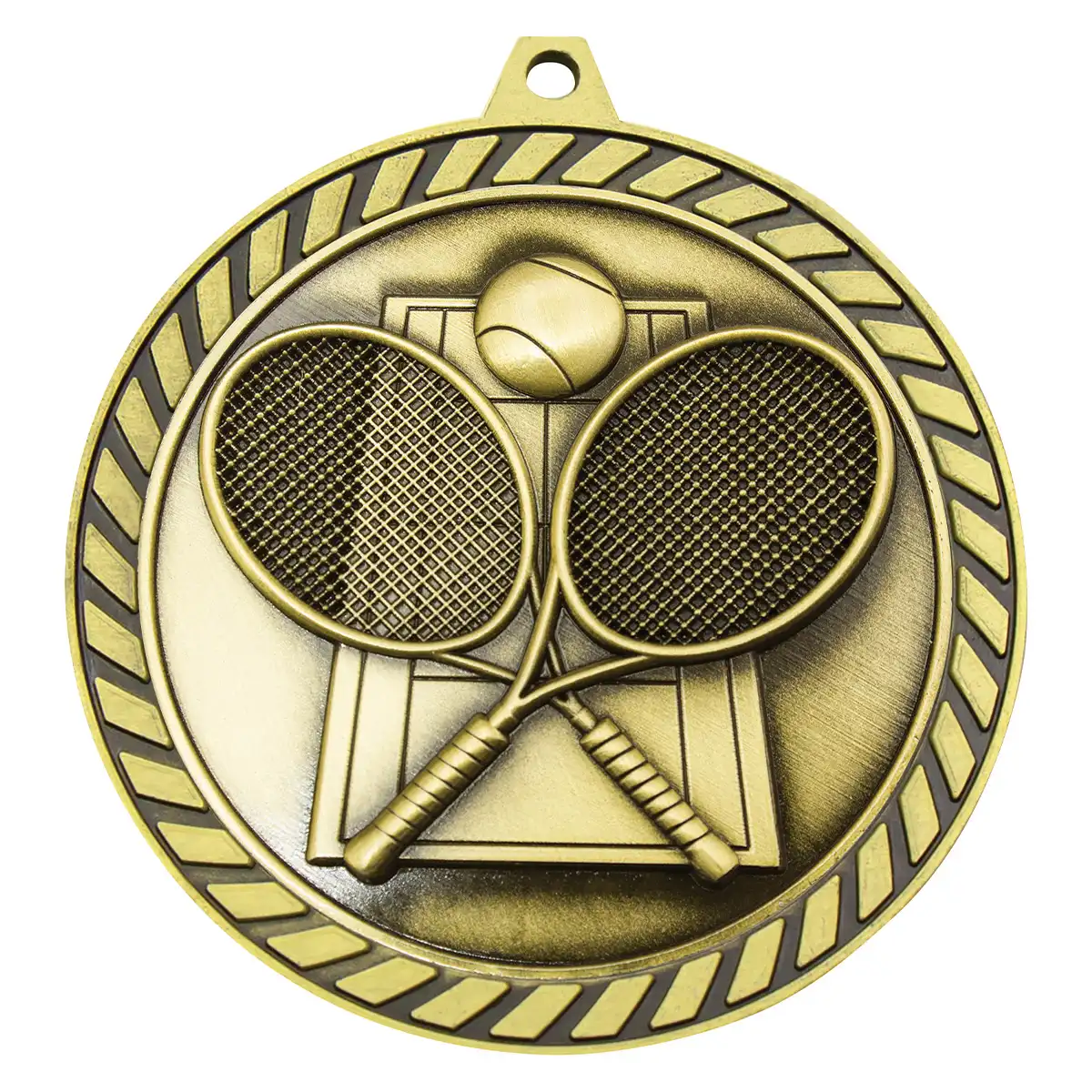 Gold venture medal tennis with metal construction