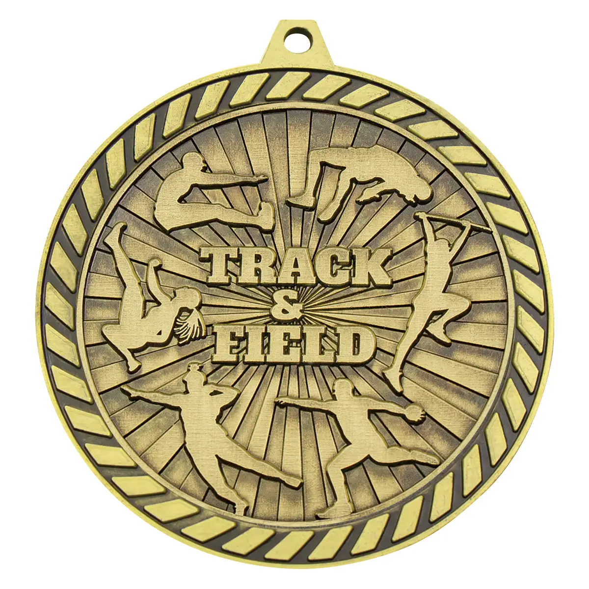 Gold venture medal track & field with metal construction