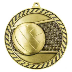 Gold venture medal volleyball with metal construction
