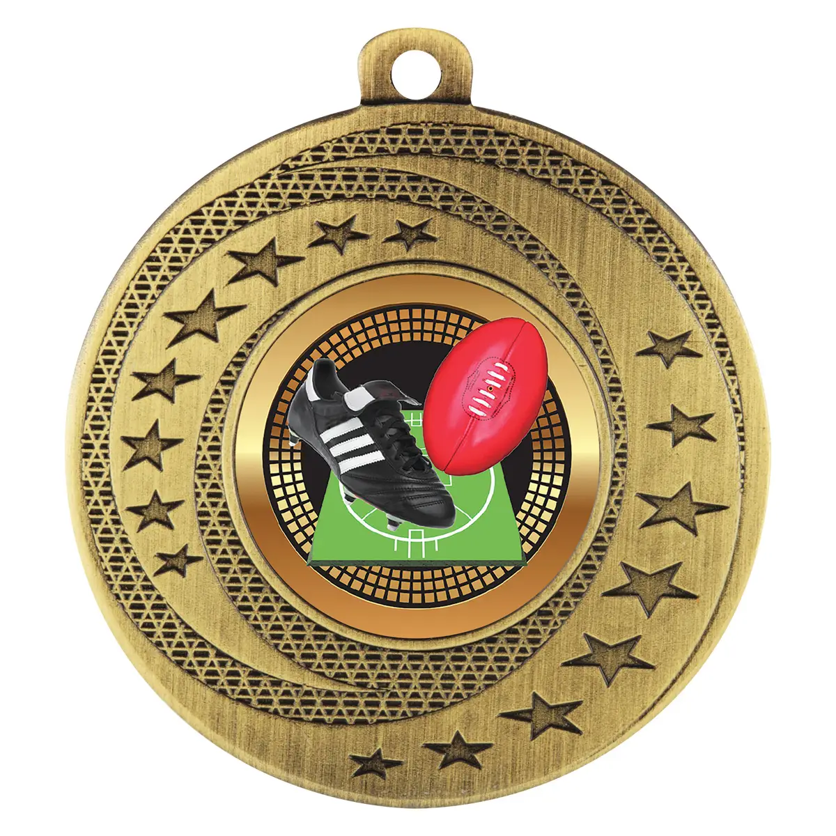 Gold wayfare medal - aussie rules with metal construction