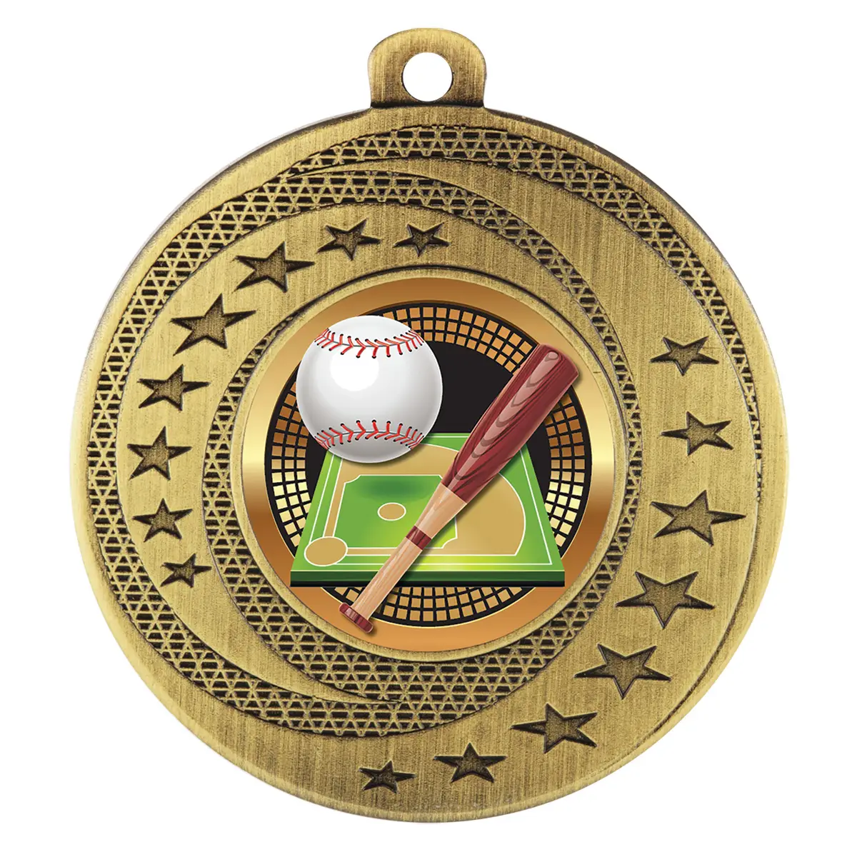 Gold wayfare medal - baseball with metal construction