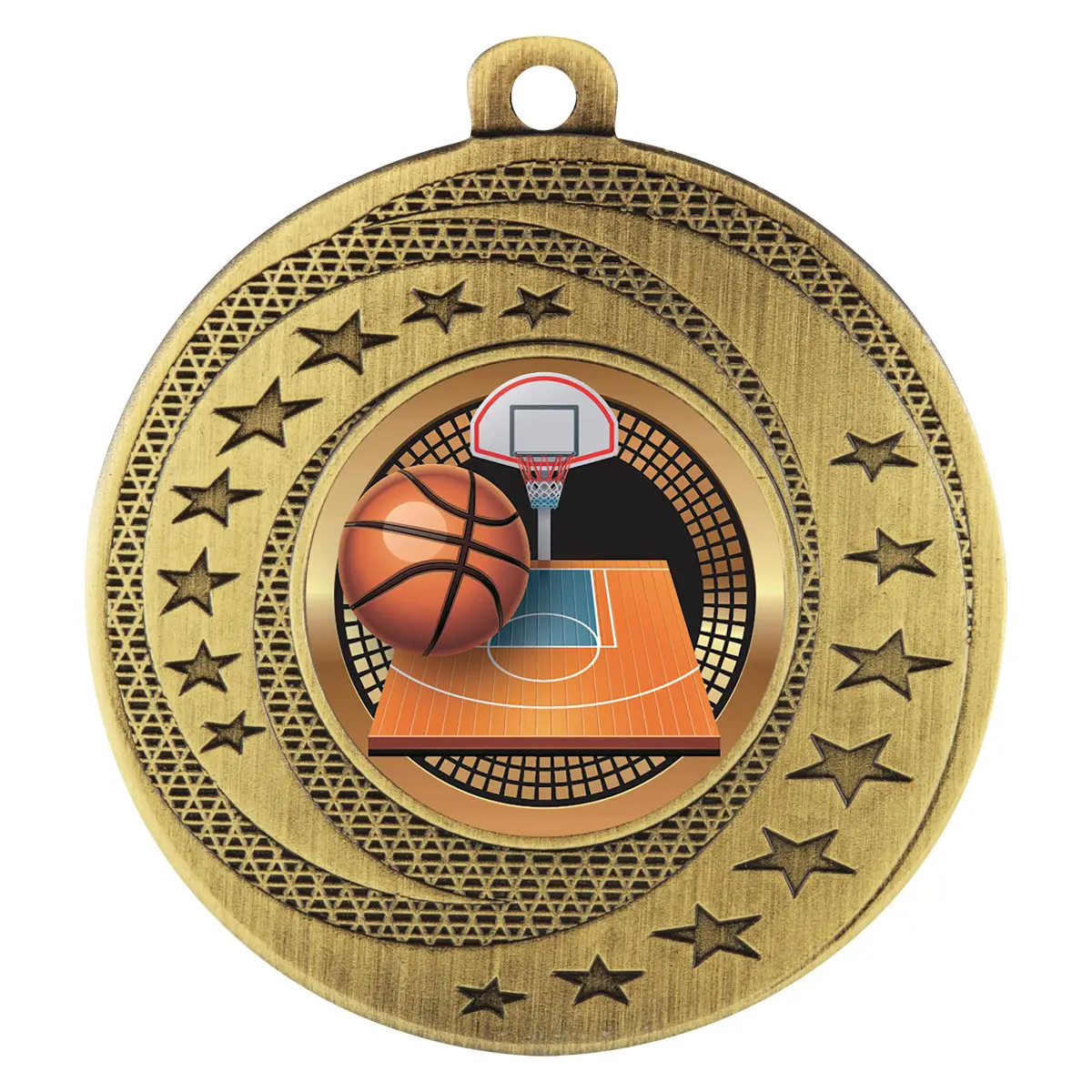 Gold wayfare medal - basketball with metal construction