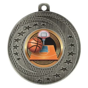 Silver wayfare medal - basketball with metal construction