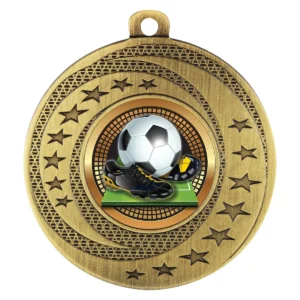 Gold wayfare medal - football with metal construction