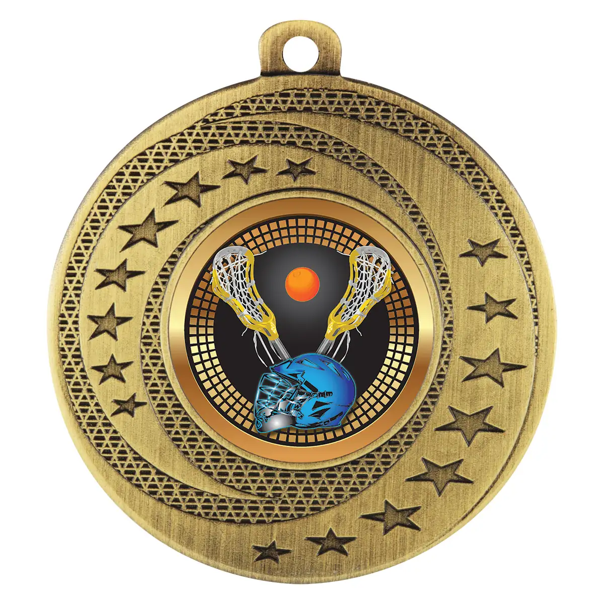 Gold wayfare medal - lacrosse with metal construction
