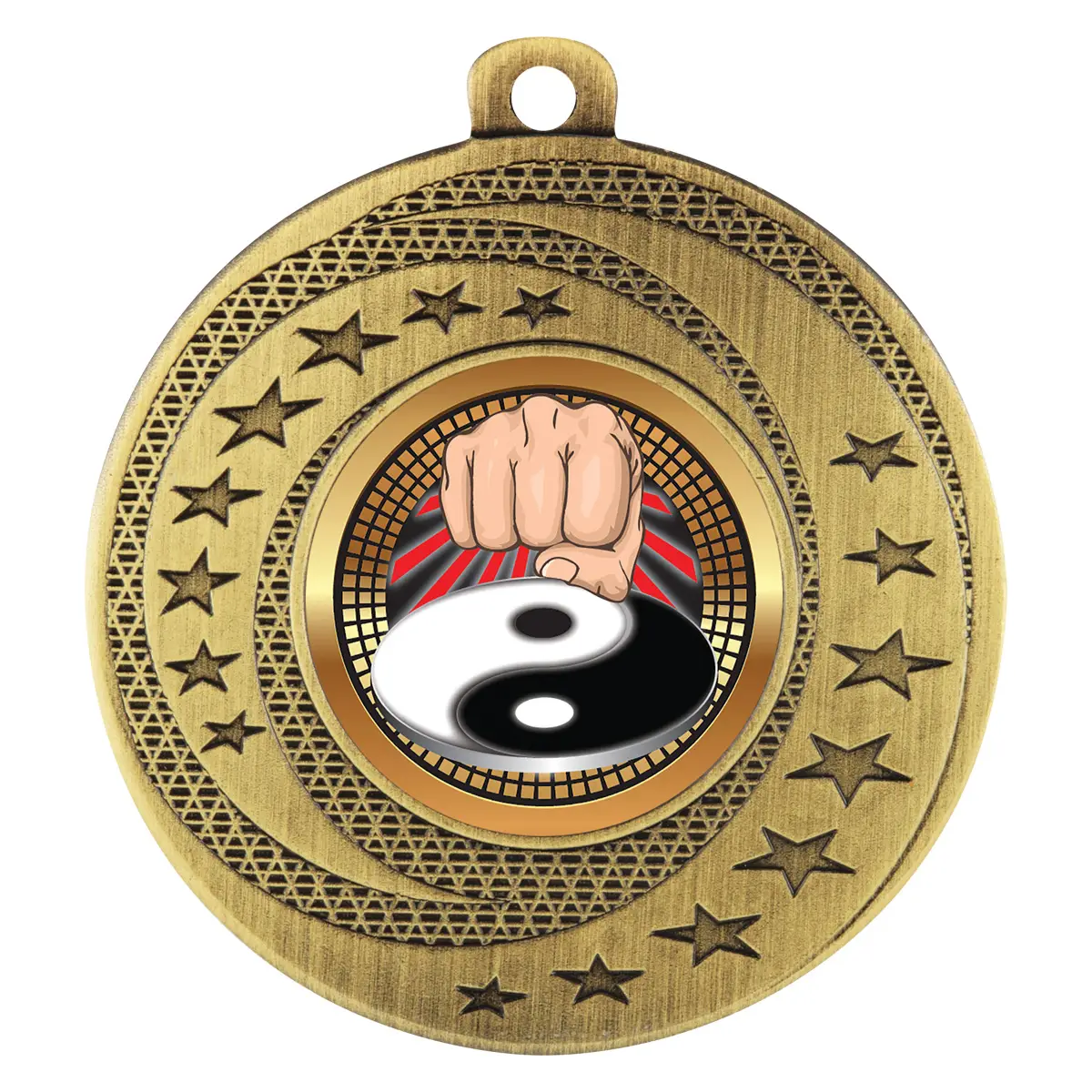 Gold wayfare medal - martial arts with metal construction