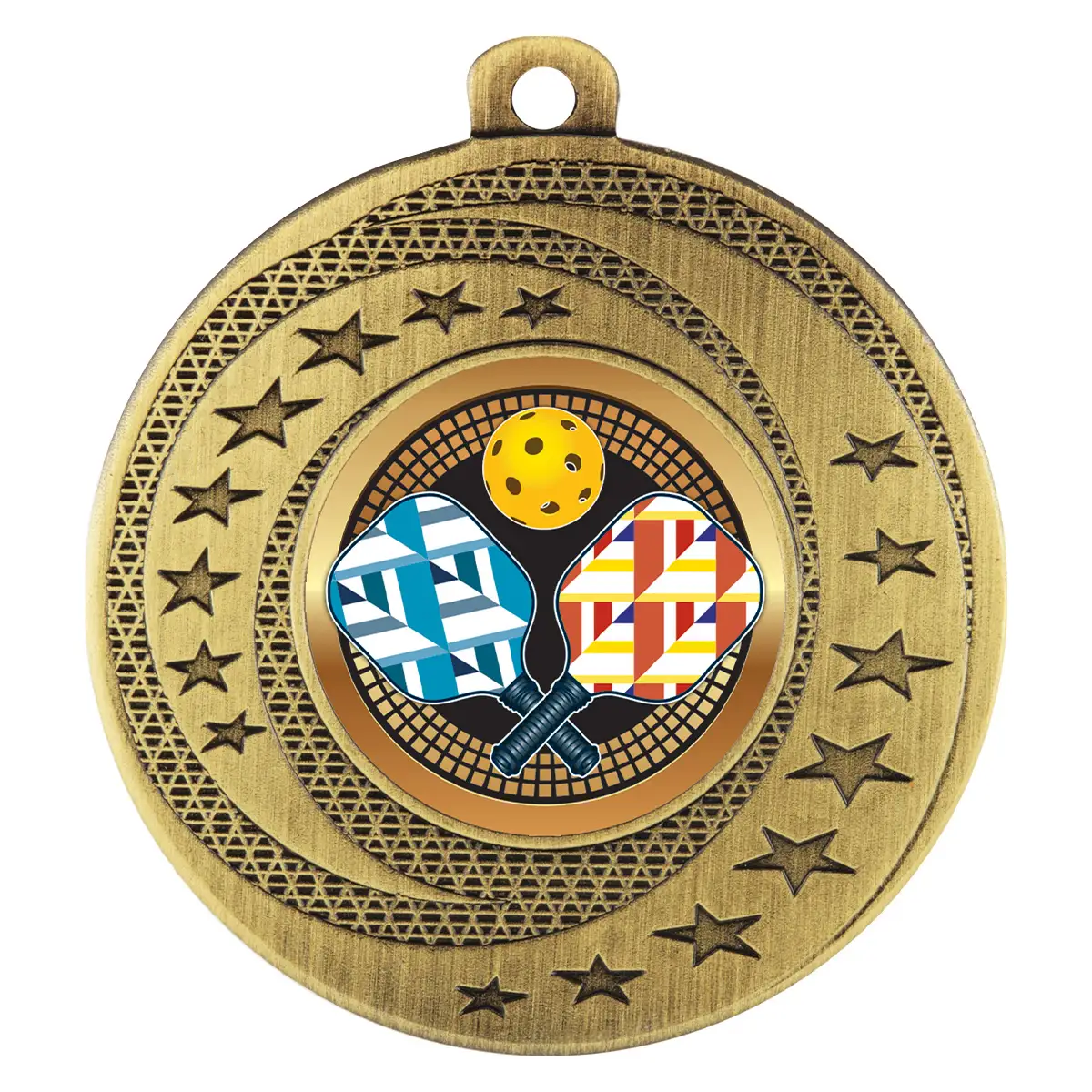 Gold wayfare medal - pickleball with metal construction