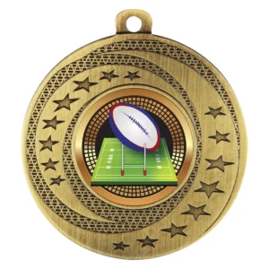 Gold wayfare medal - rugby with metal construction