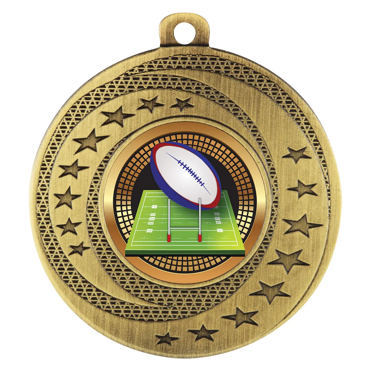 Gold wayfare medal - rugby with metal construction