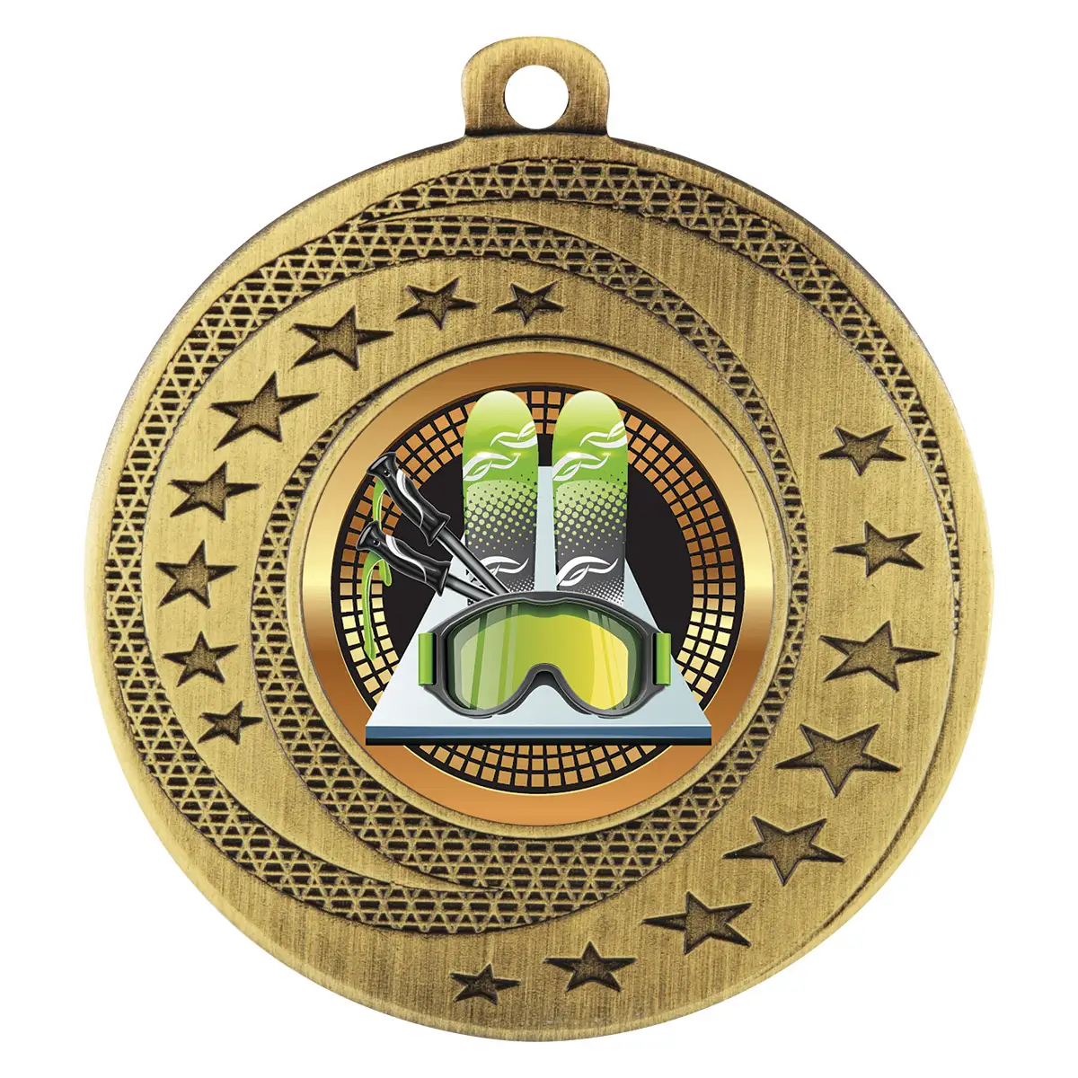Gold wayfare medal - ski with metal construction
