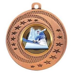 Bronze wayfare medal - snowboard with metal construction