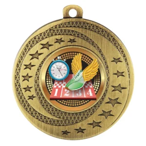 Gold wayfare medal - track with metal construction