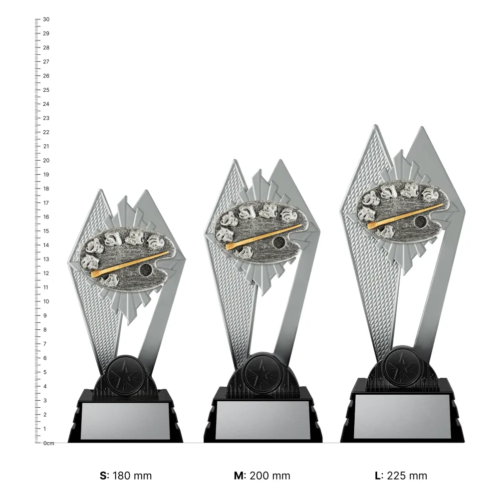 Art Shadowcrest trophies next to ruler