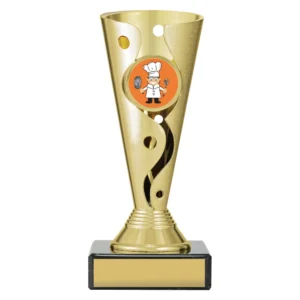 Gold carnival cup - chef with plastic / marble construction