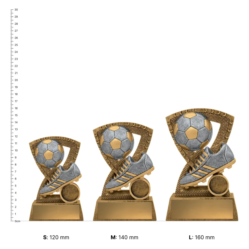 Football Stockade trophies next to ruler